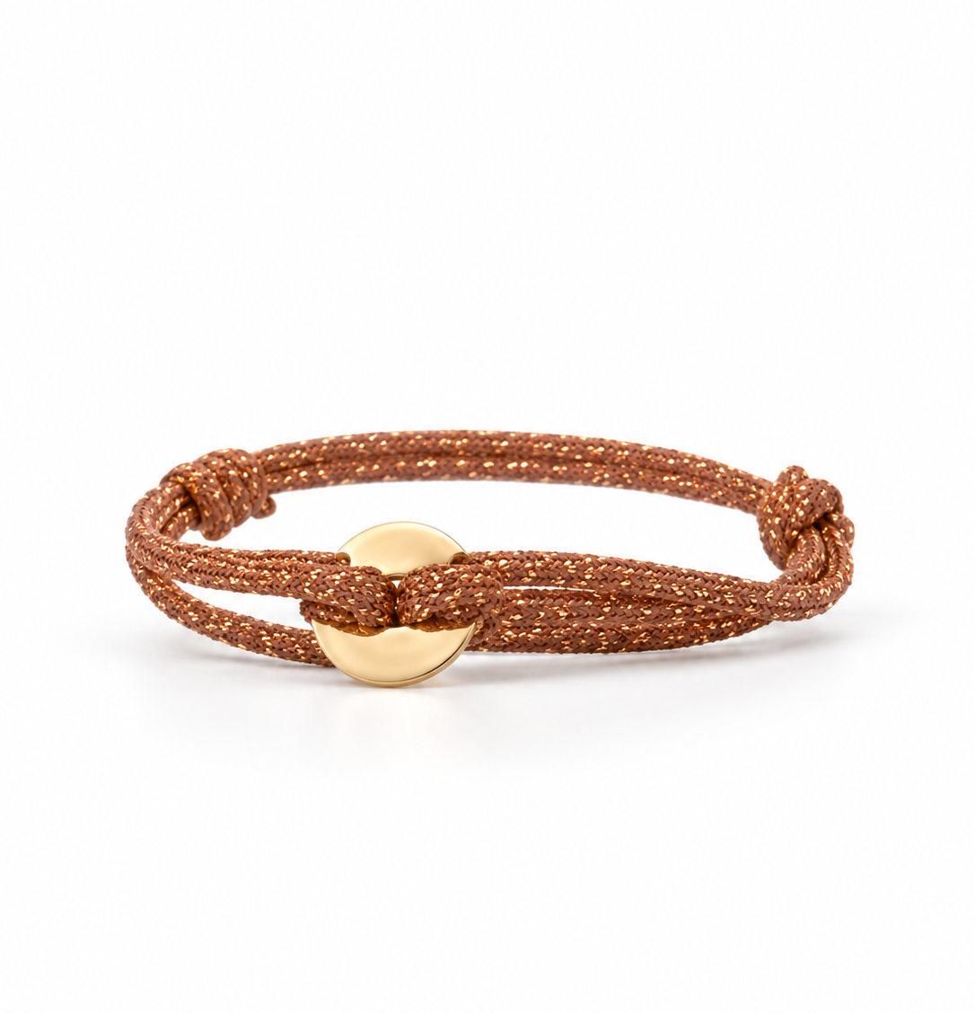 Œufs bracelet coulissant Halo Cuivre avec cible ronde en plaqué or