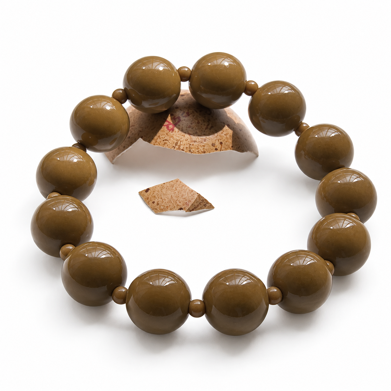 Œufs bracelet Pop Olive dorée en perles acryliques de 14 mm