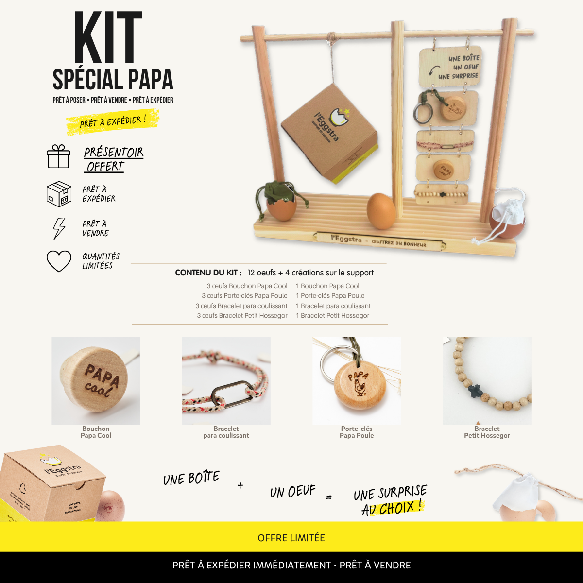 Kit Papa prêt à vendre – Présentoir offert