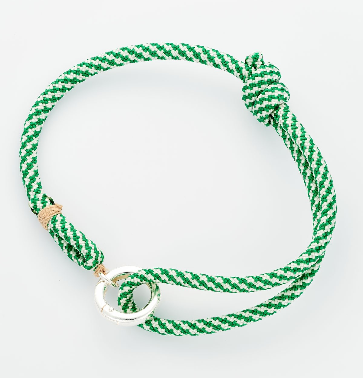 BRACELET MOUSQUETON VERT & BLANC