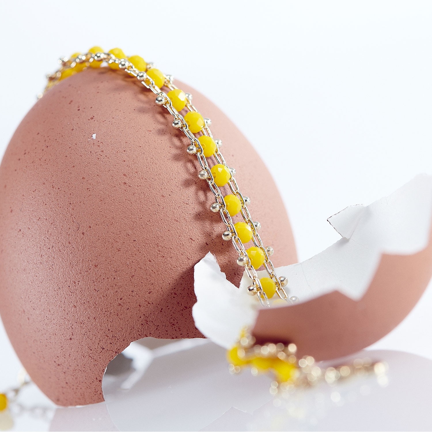 OEUF BRACELET SPOUTNIK JAUNE 