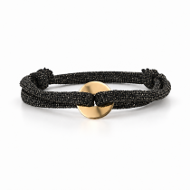 Œufs bracelet coulissant Halo Noir avec cible ronde en plaqué or
